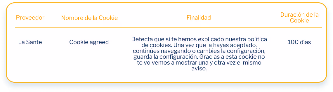 Tabla de Cookies Técnicas